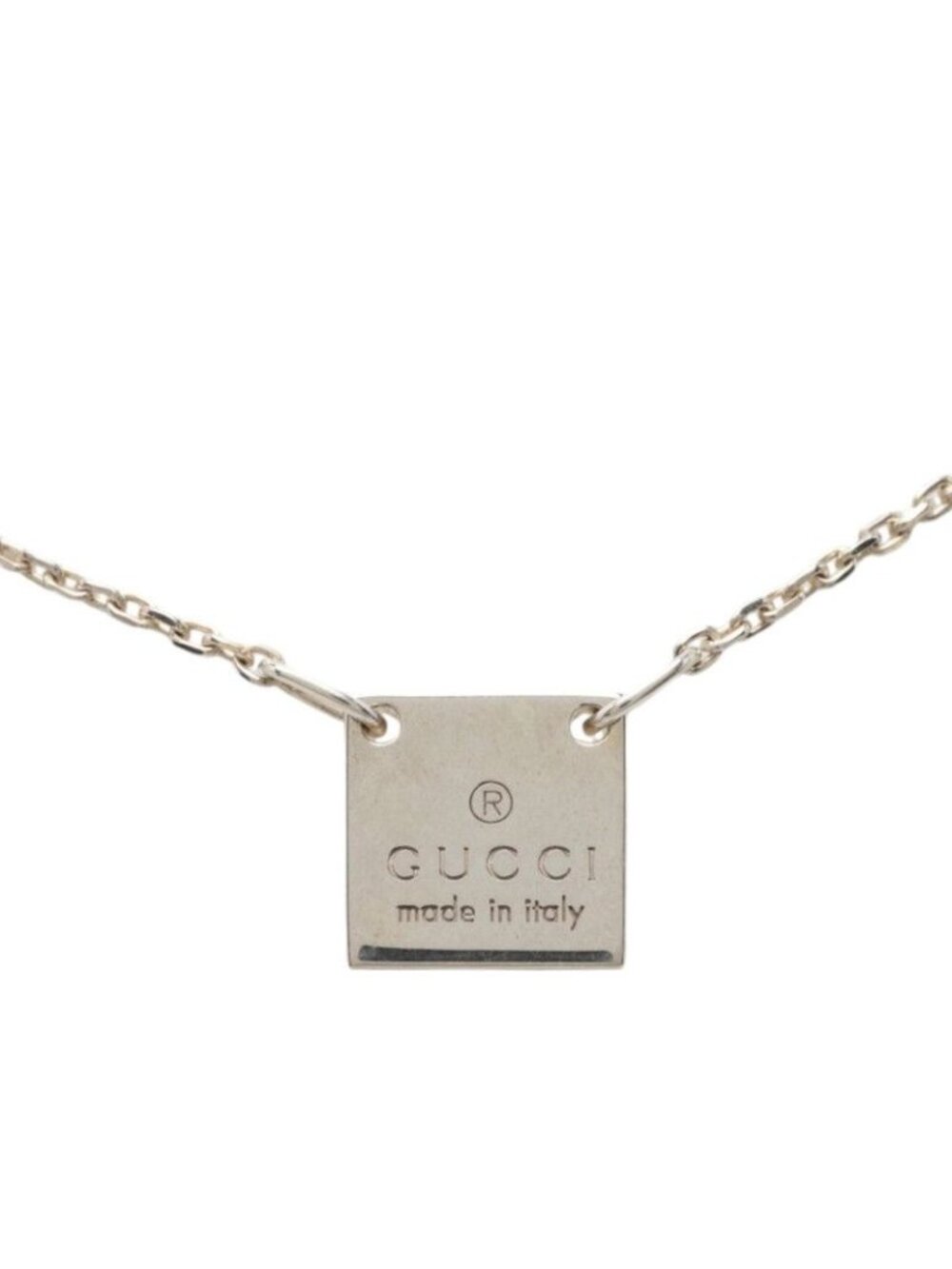 Gucci Mini Square Plate Pendant Silver